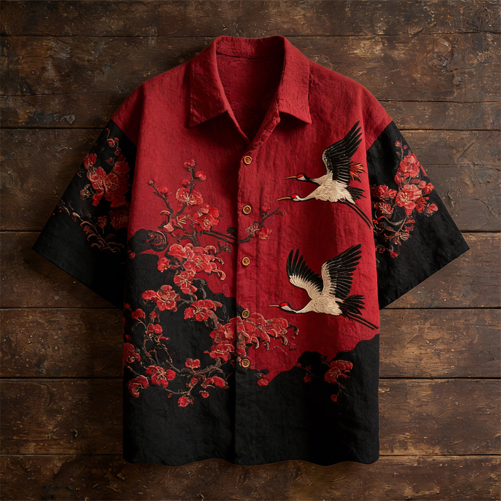 Weliri Red Crane Blossom Shirt