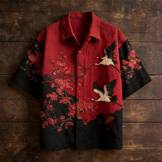 Weliri Red Crane Blossom Shirt