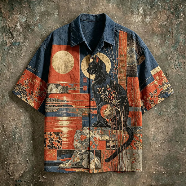 Weliri Black Cat Art Summer Shirt