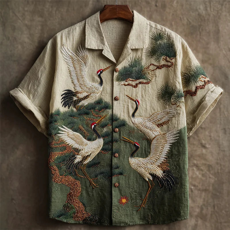 Weliri White Crane Nature Summer Shirt