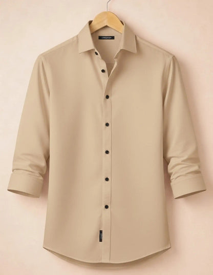 Cream Beige Formal Shirt for Men | Zibilo