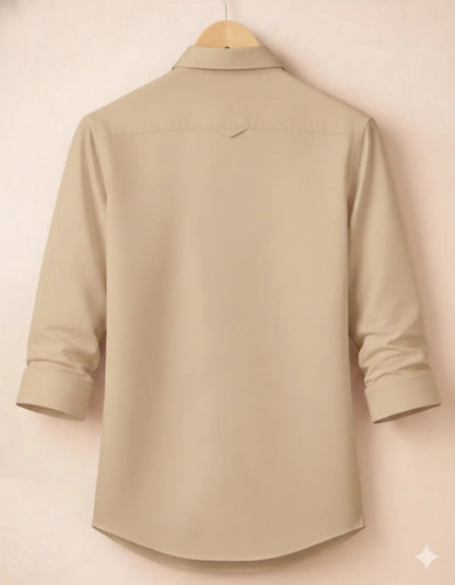 Cream Beige Formal Shirt for Men | Zibilo