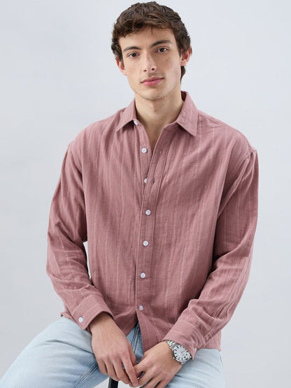 Dusty Pink Casual Linen Shirt for Men | Zibilo