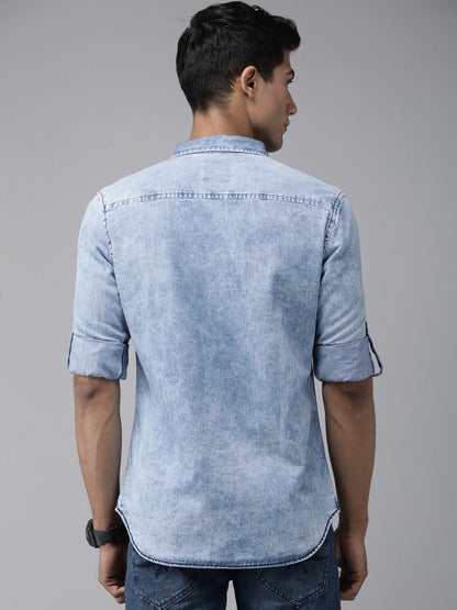 Light Wash Denim Casual Shirt for Men | Zibilo